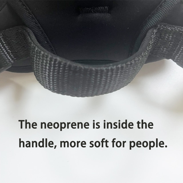 Reinforced tactical nylon control handle detail on outdoor dog harness