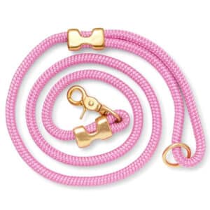 Pink double-braided nylon rope dog leash for medium and large dogs