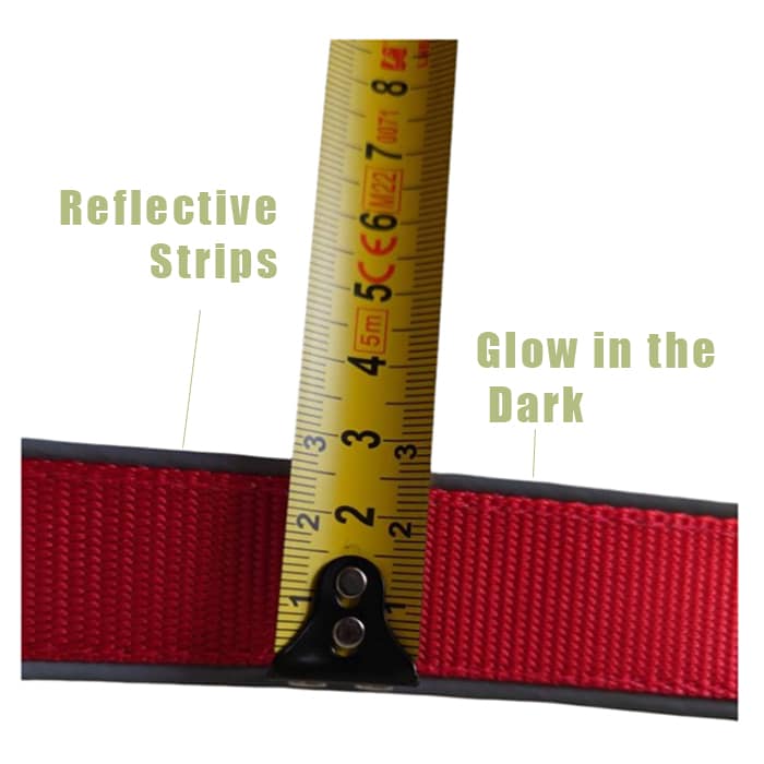 Ruler measuring nylon webbing width for heavy duty dog leash